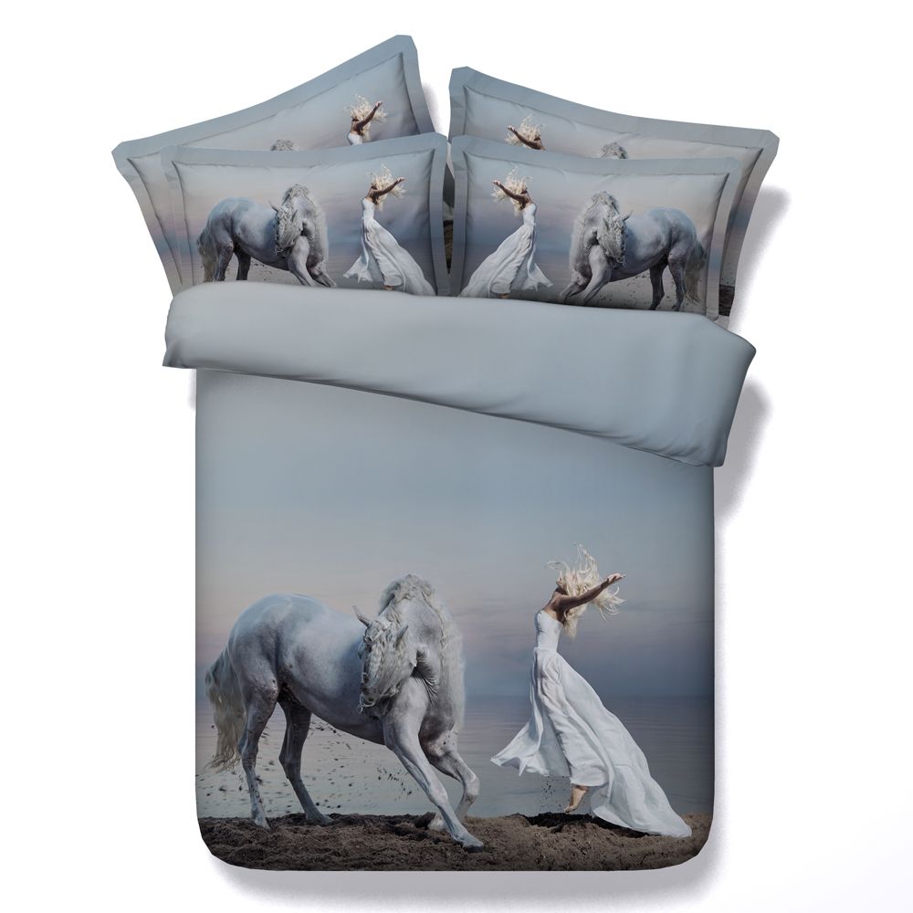 3d Animal Horse Bedding Set Twin Full Queen King Size Cotton For