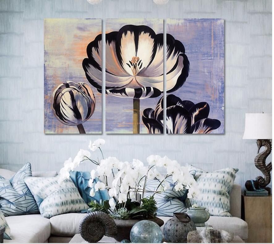 Grosshandel 3 Teile Satz Schwarz Weiss Blume Tinte Lotus Bild Dekoration Lila Leinwand Malerei Wandkunst Fur Wohnzimmer Gedruckt Decor Ungerahmt Von Xiaofang8810 16 06 Auf De Dhgate Com Dhgate