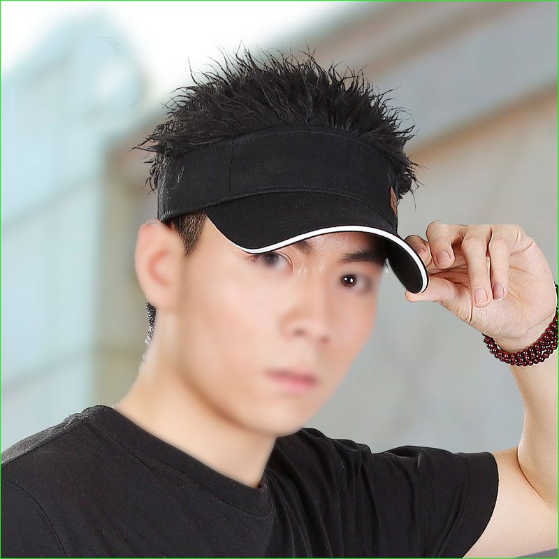 Fake Flair Hair Sports Visor Cap Man 