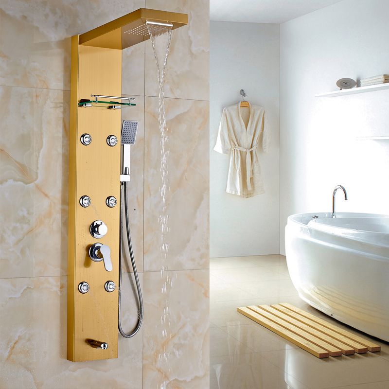 2020 Gold Plated Wall Mounted Bath Shower Faucet With Shelf Abs