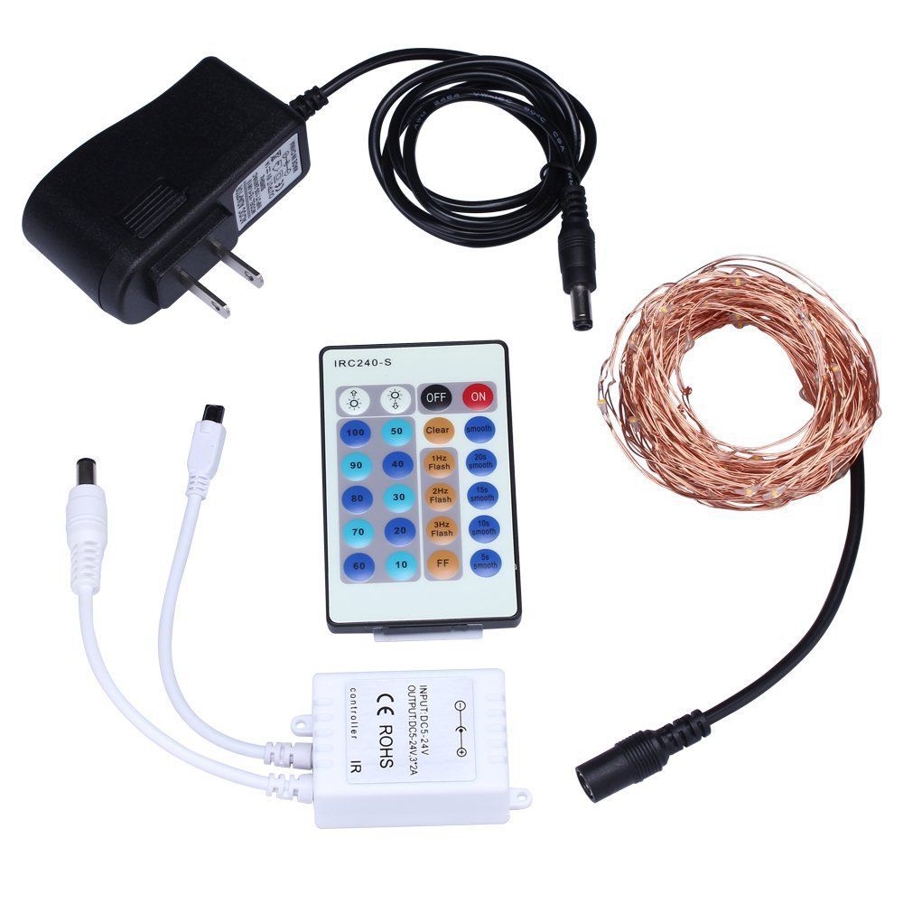 10m 100 Leds 12v Led Copper Wire Light String With Remote Control Christmas Lights String Wedding Holiday Decorations Ac110v 220v 3528 Led Strip