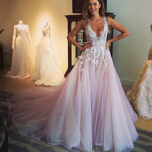 blush wedding dress