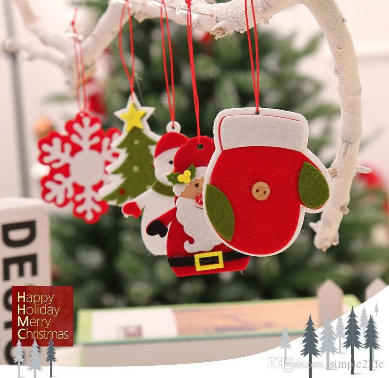 New Year Christmas Tree Decorations Felt Bird Heart Star Hanging