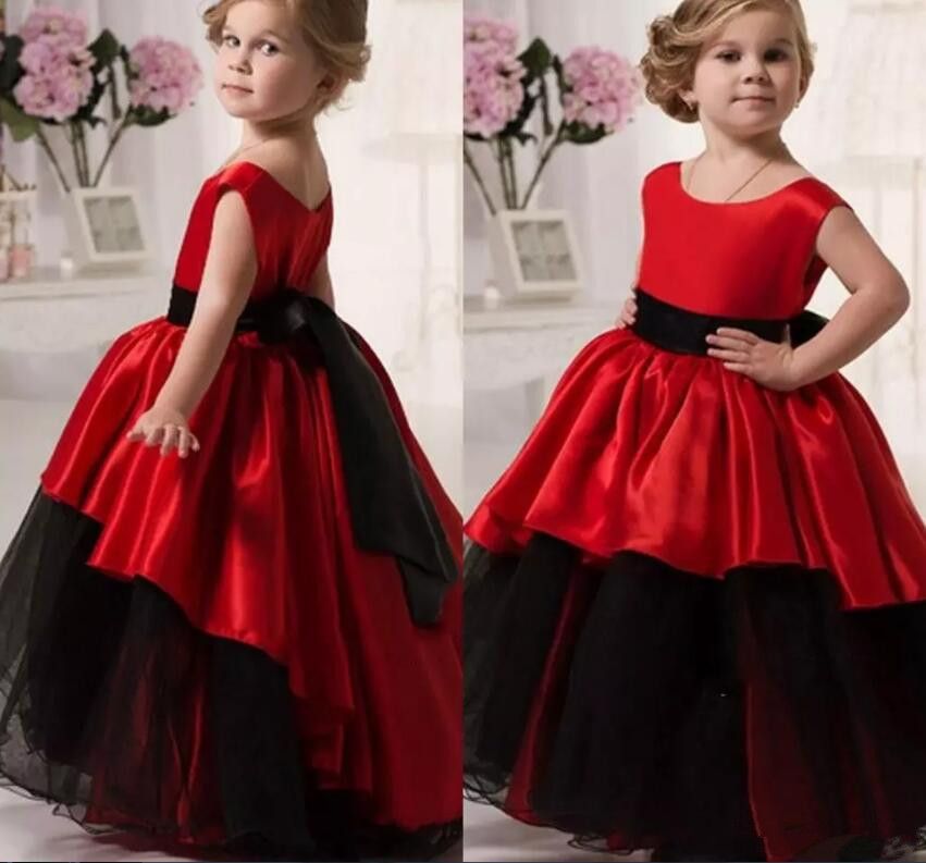 red and black flower girl dresses