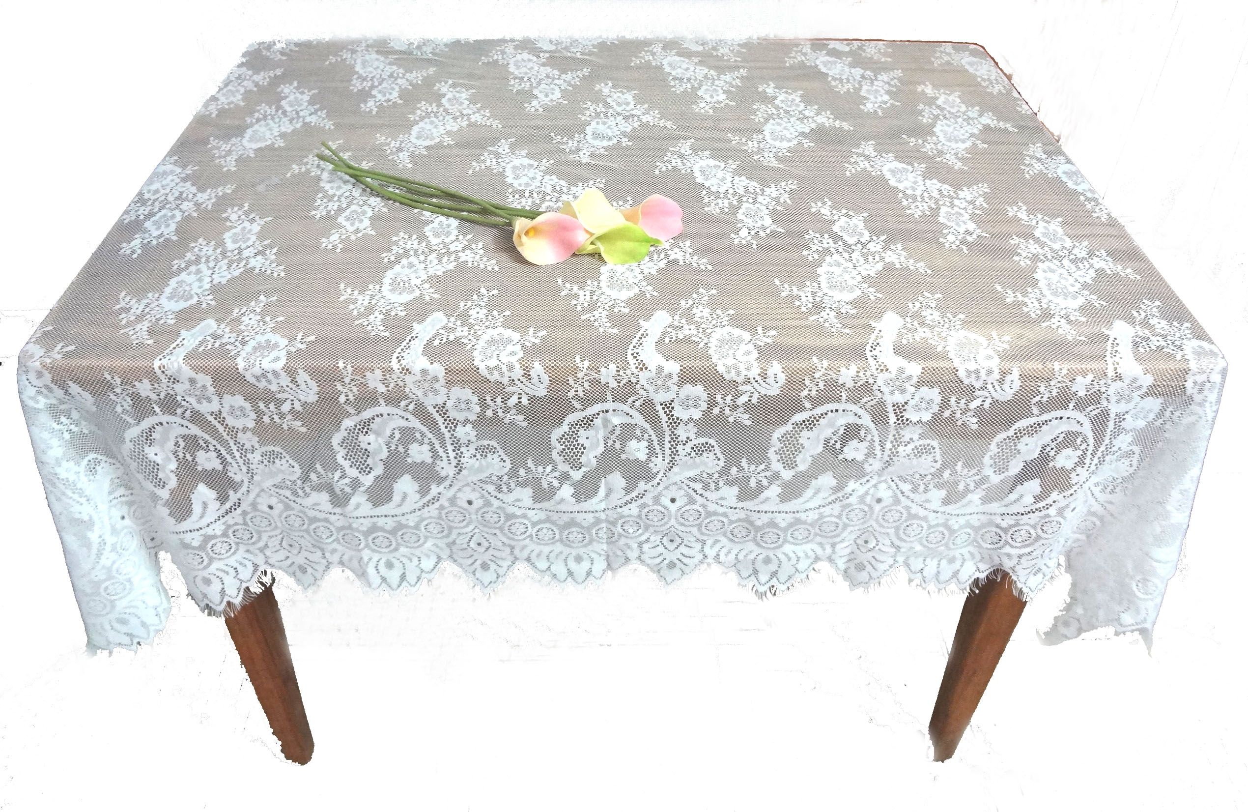 130 150cm Oblong Lace Jacquard Wedding Tablecloths Party Home