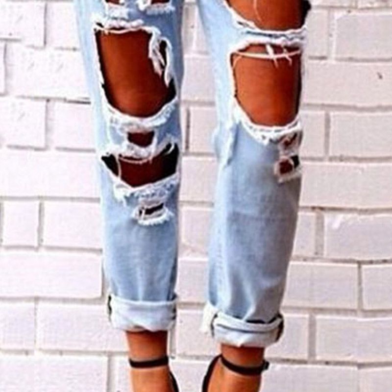 big hole boyfriend jeans