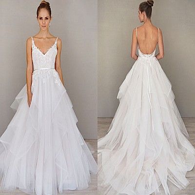 a line organza wedding dress