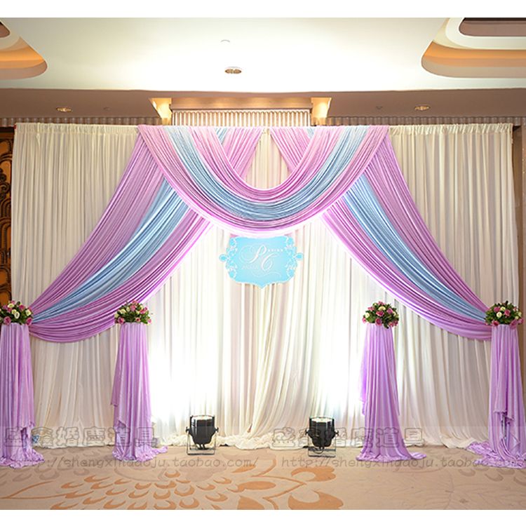 3m 3m Ice Silk Wedding Backdrop Curtain With Swags Wedding Props