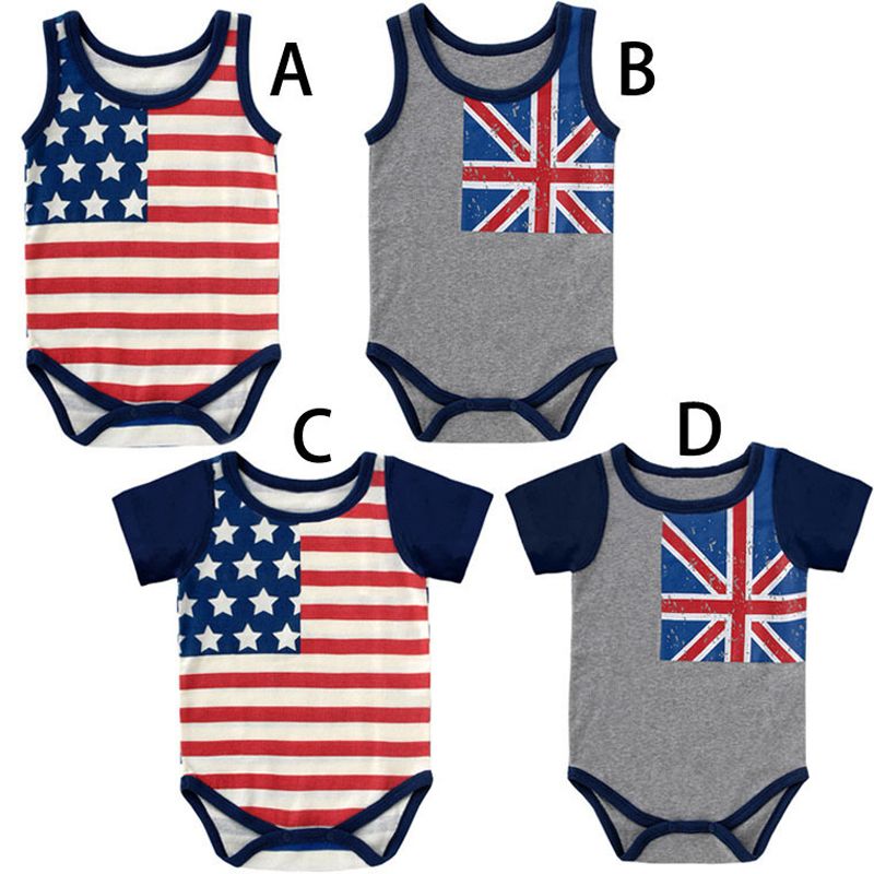 Infant Baby Boys Girls Outfits American Flag Pattern Romper Jumpsuit Clothes