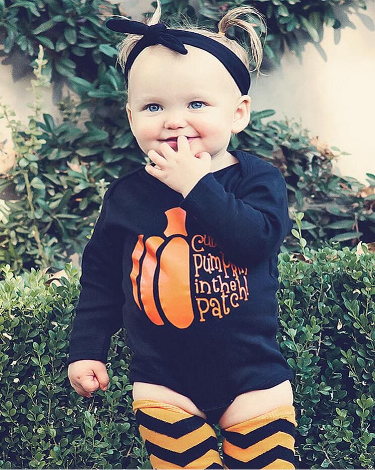 Baby Girl Long Sleeve Jumpsuit USA Flag Pumpkin Halloween Baby Clothes 