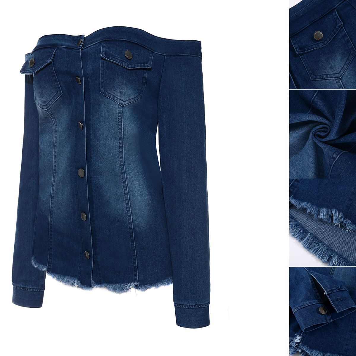 off the shoulder jean jacket plus size