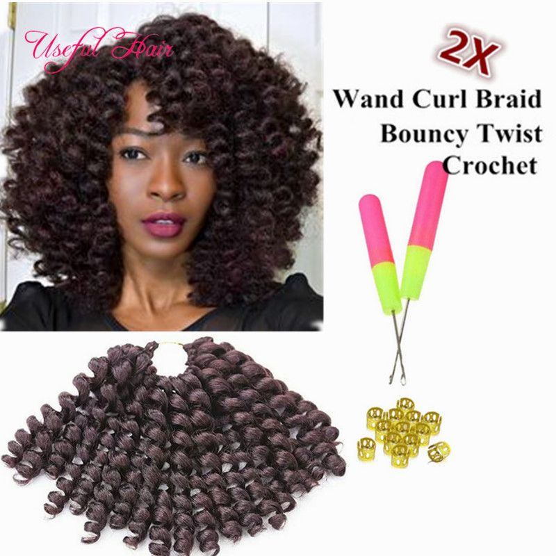 2019 Brazilian Cheap 8inch Wand Curl Bouncy Twist Crochet Hair