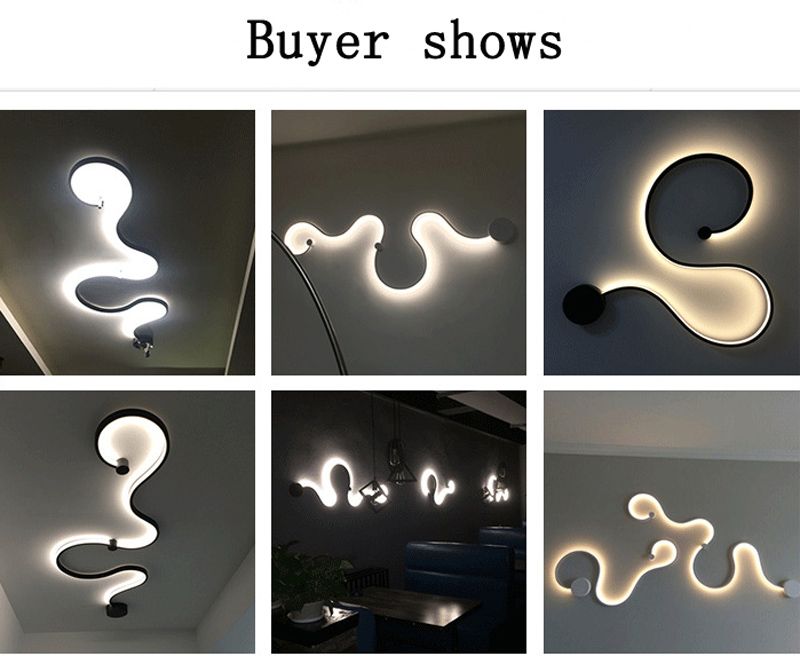 Creative Acrylic Curve Light Snake LED Lamp Nordic Led Belt Wall Sconce Decor 