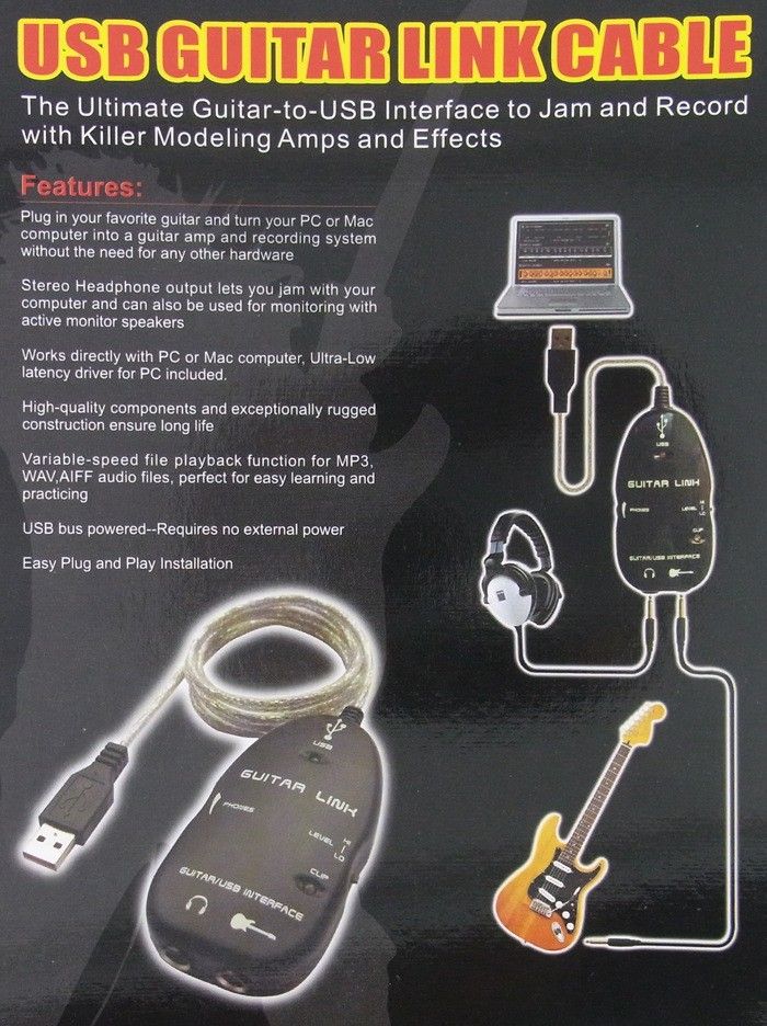 Pedal efectos guitarra de audio a interfaz USB Cable de enlace Grabación
