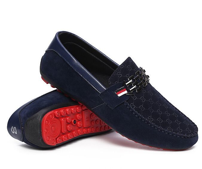 red slip on loafers