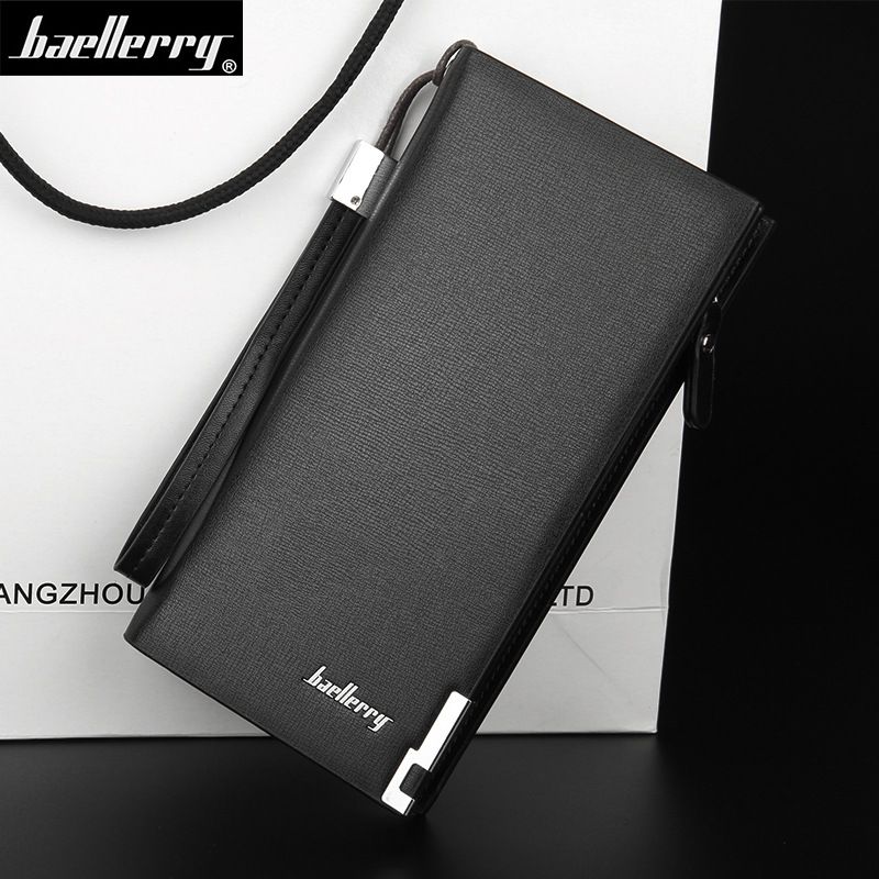 Long Men’s PU Leather Billfold Wallet Credit Card Holder Cell Phone Zipper Purse