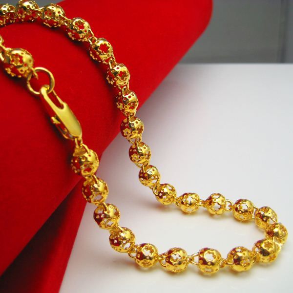 Gold Necklace Beads Chain Hollow 