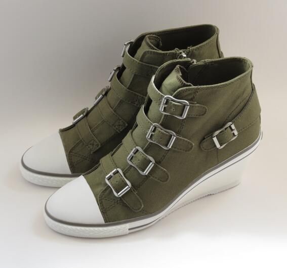 army wedge sneakers