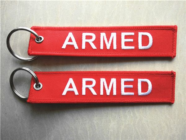 Armed Fabric Embroidery Keychain Key 