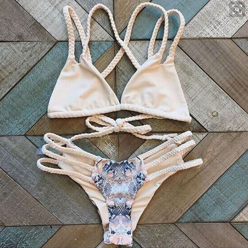 snakeskin triangle bikini