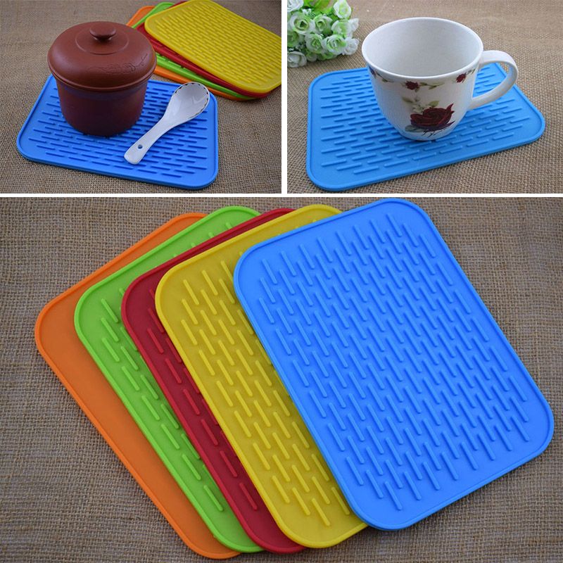 2020 21.5*15.8CM Silicone Dish Drying Mat Square Anti Skid Pad Kitchen