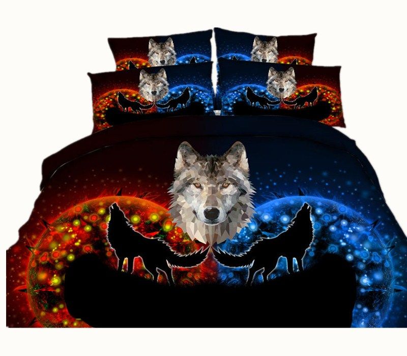 3 Styles Blue Galaxy Wolf 3d Printed Bedding Sets Twin Full Queen
