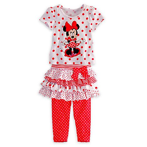 Minnie 2 Piece Baby Girls Tutu Striped Top and Polka Dotted Shorts Set
