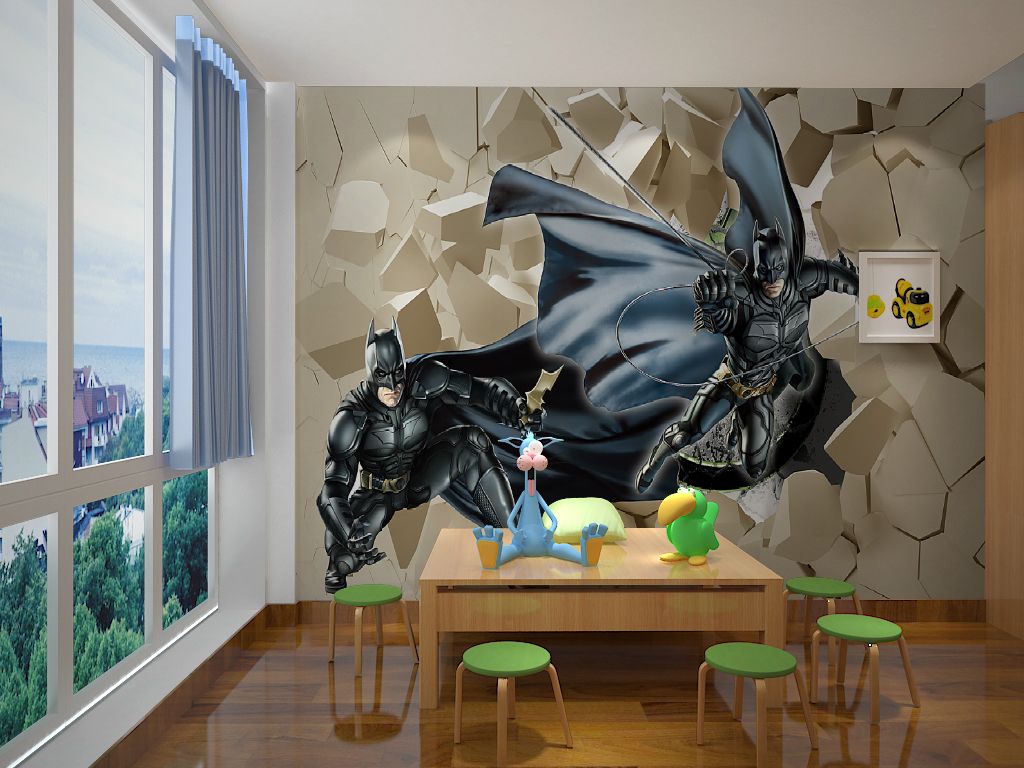 3D Batman stone wall wallpaper