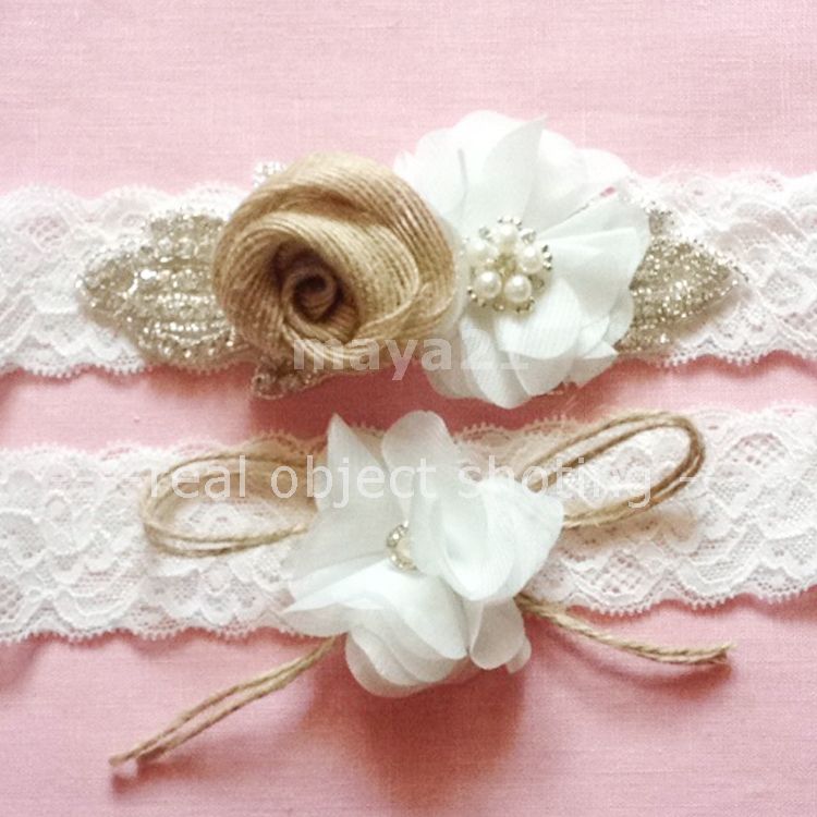 Set Of Two Rustic Bridal Wedding Garter Burlap And Beaded Crystal Wedding Garters Rustic Bridal Wedding Accessories Flower Garter For Bride Designer Garters Designer Wedding Garters From Maya21 13 07 Dhgate Com