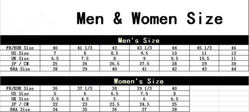 women size 8 to men