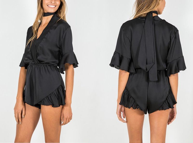 satin jumpsuit short