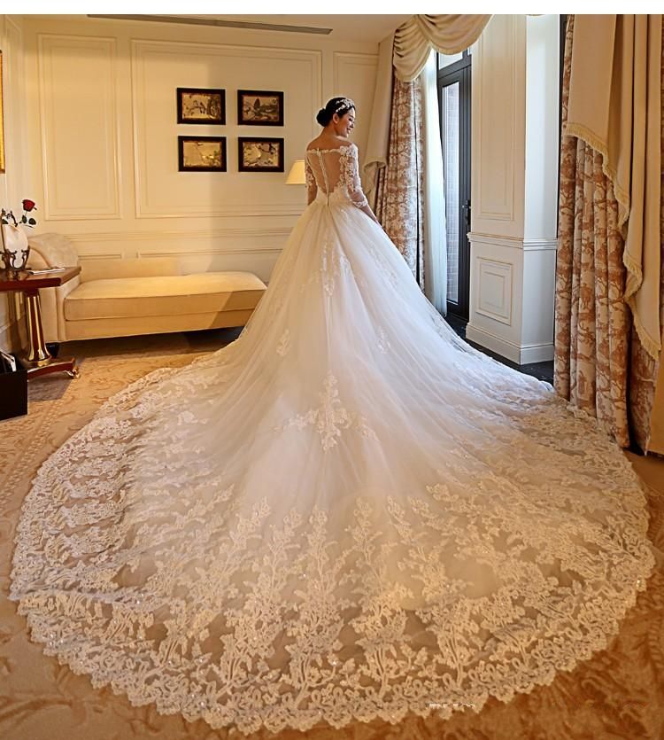 wedding dress with long tail