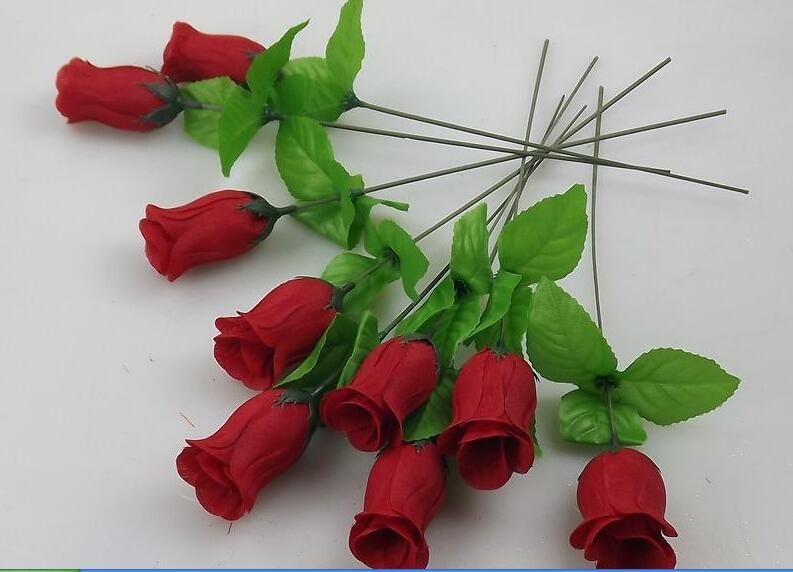 Fábrica al por mayor flor de simulación de flores de seda Artificial Bud  rosas individuales pequeña