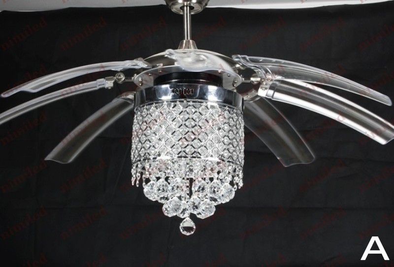 2019 Nimi836 120cm Knob Switch Remote Control Invisible Clear Acrylic Crystal Restaurant Chandelier Fan Lights Led Lighting Ceiling Pendant Lamps From
