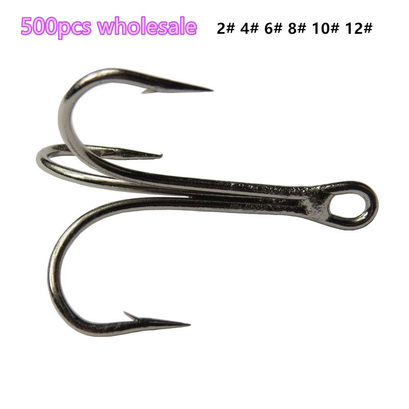 100pcs/set Carbon Steel Fishing Hook Sharpened Treble Hooks 2/4/6/8/10# Silver 