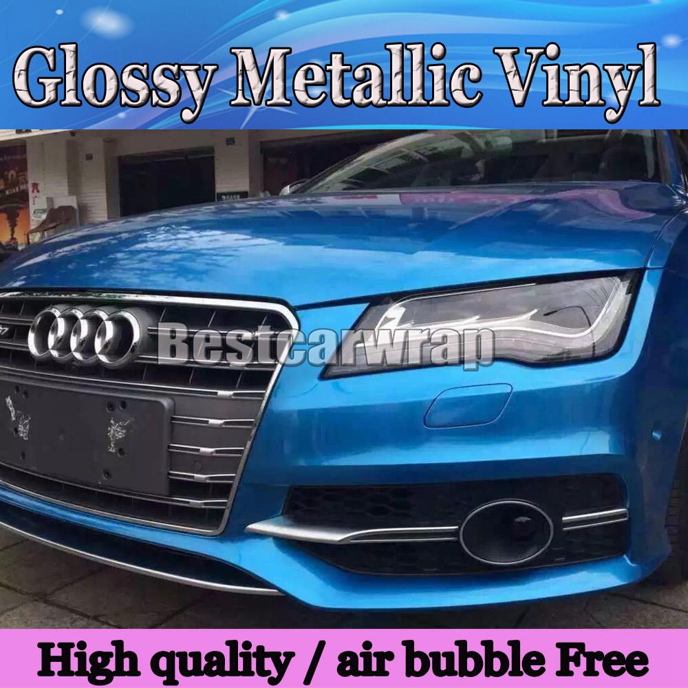 *Premium Gloss Glossy Pearl Blue Car Vinyl Wrap Sticker Decal Air Release Bubble