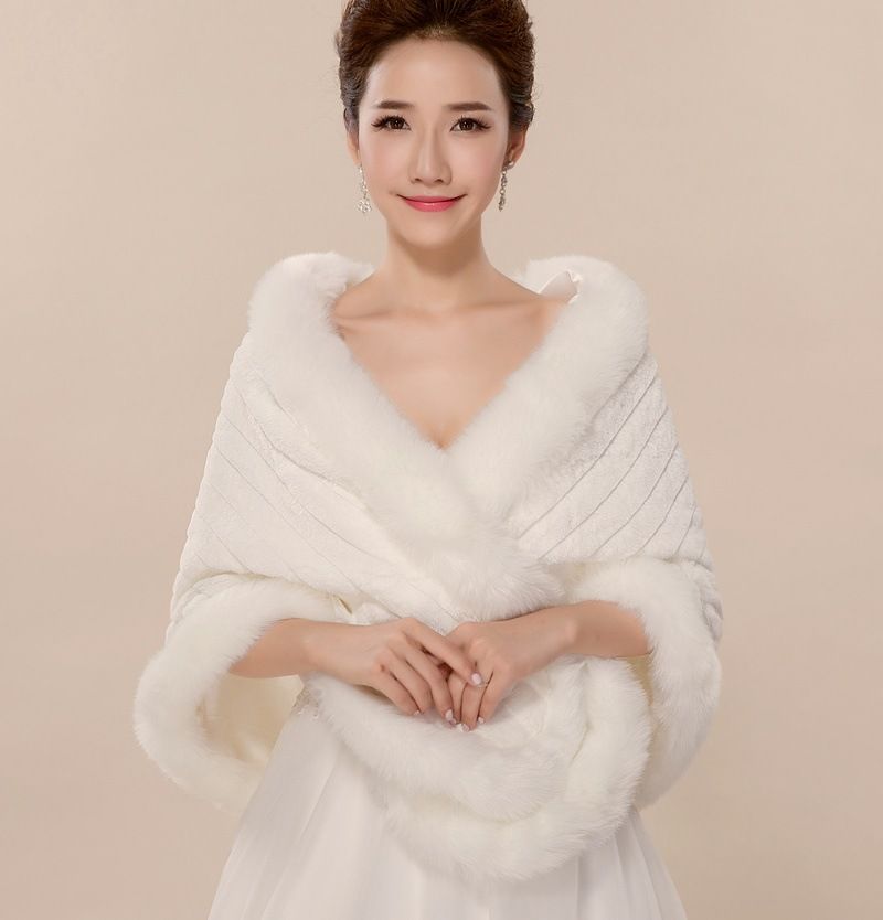 Jane 2018 Abrigo de Invierno Abrigos de Piel Sintética Para Boda Nupcial Chales Cálidos