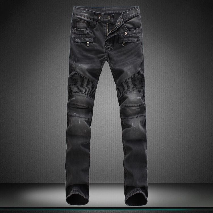 Balmain Cropped Men Jeans Black Vintage 