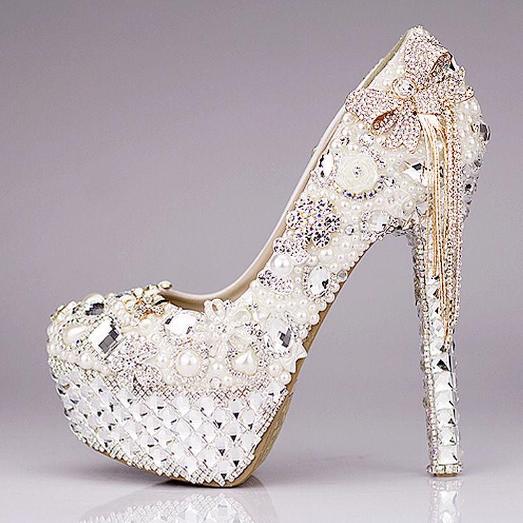 Compre Nuevo 2021 Zapatos De Boda De Lujo Brillo Lentejuelas Perla Arco  Formal Partido Chispeante Soltero Diamante Novia Alto Talón Zapatos Em11432  A 76,93 € Del Weddingmuse | Es.Dhgate.Com
