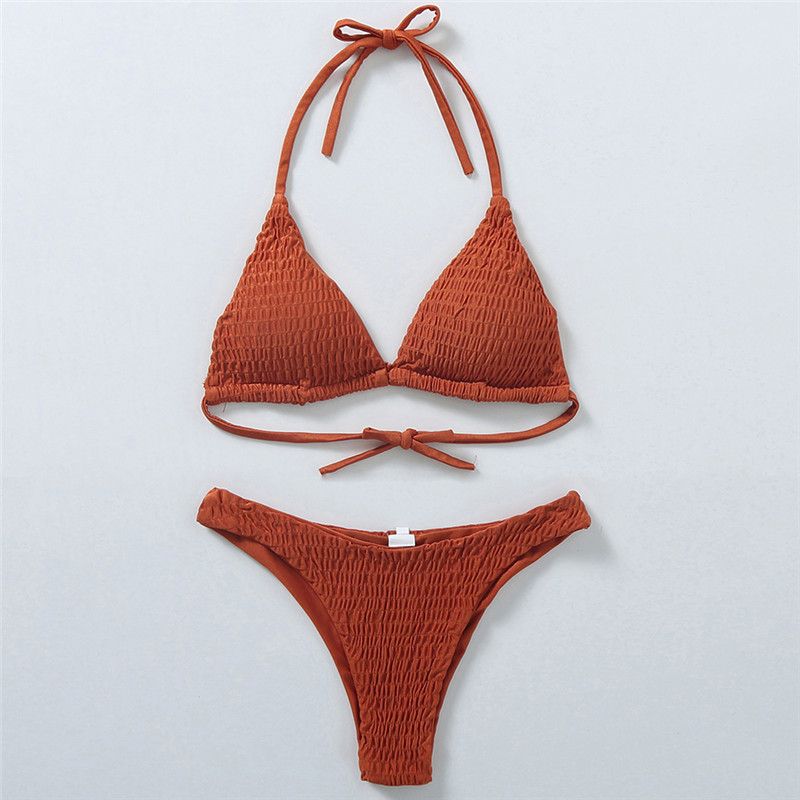 red smocked bikini