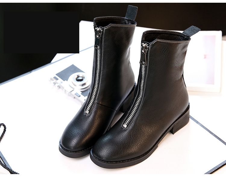fashion leather slope heel boots