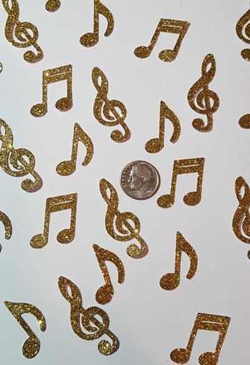 Custom Glitter Gold Music Notes Confetti Wedding Table Scatters