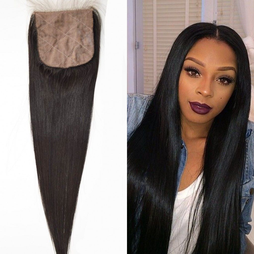 Free Middle 3 Part Peruvian Silk Base Closure Bleached Knots