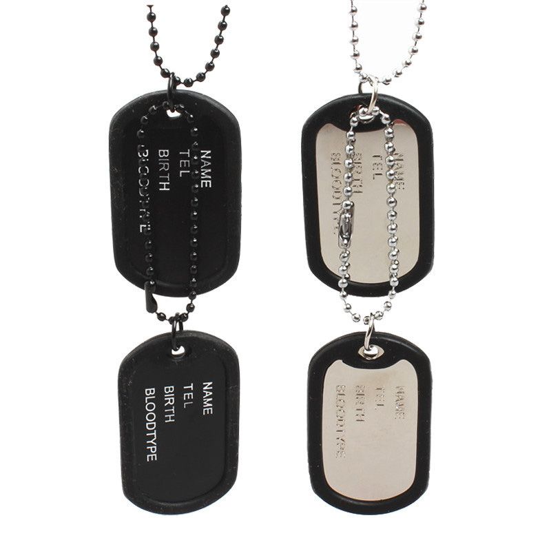 black dog tag pendant