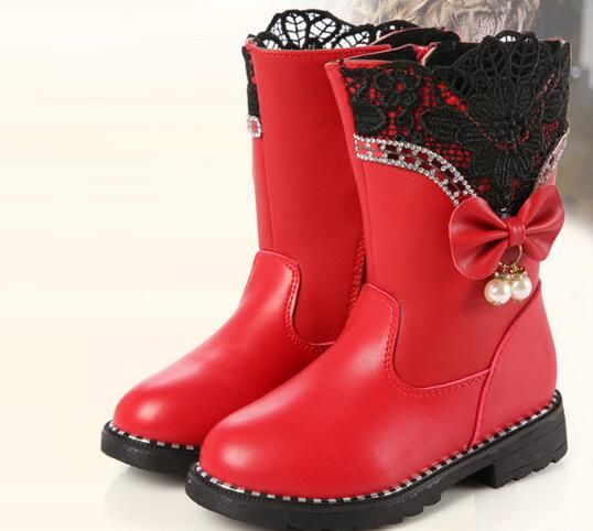 2017 new 11 girls shoes 9 little girls 5 red warm 6 snow boots 7 girl boots size 3