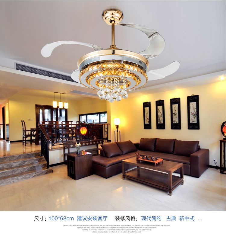 2019 Gold Stealth Ceiling Fan Light Minimalism Modern Crystal Led Fan Lamp Ceiling Fans Living Room Dining Room Bedroom Lights Fan From Luohuisi