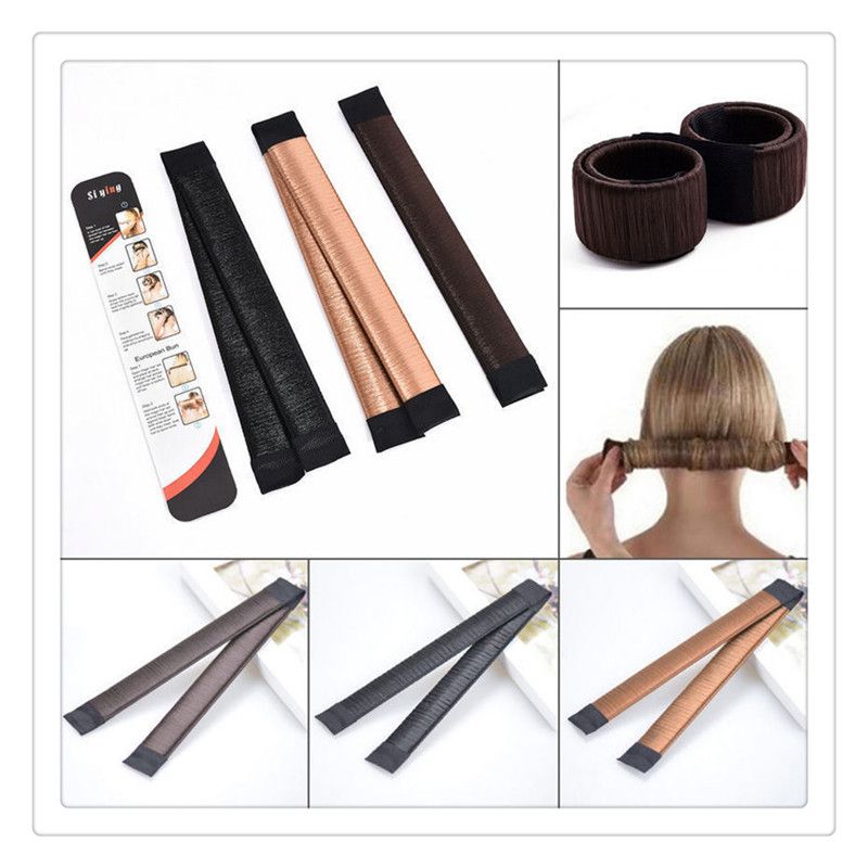 3 Stück Donut Hair Bun Maker Magic Twist Donut French Band für Damen Braun Gol