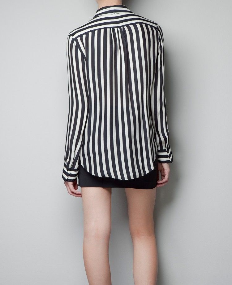 black and white striped long sleeve polo