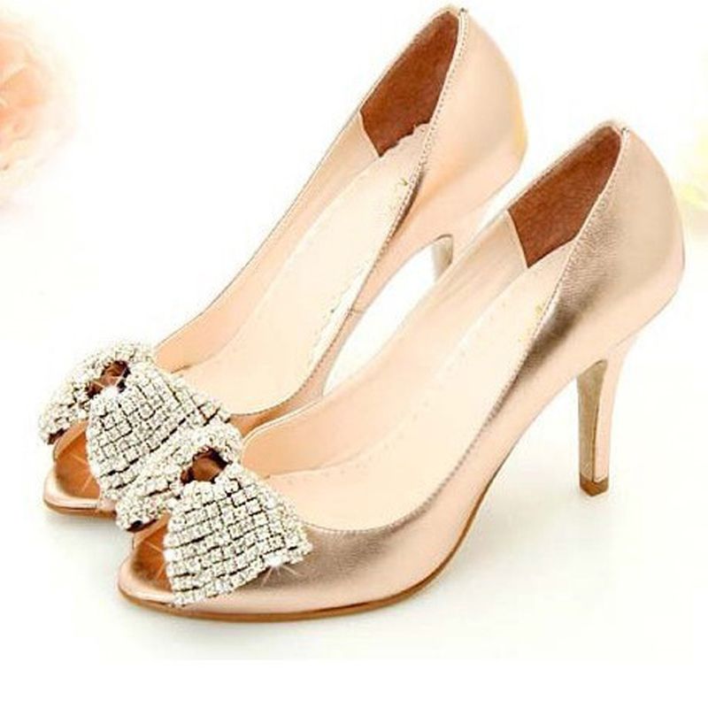 Newest Women Comfortable Gold Sparkling Shining Rhinestone Bridal