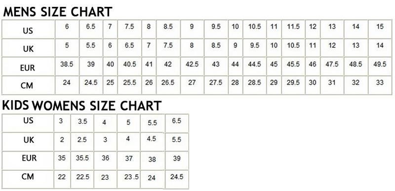 football cleat size chart